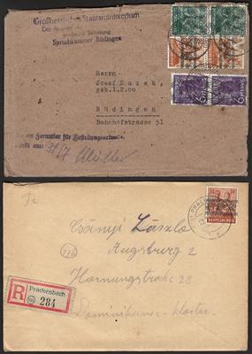 Poststück - Frühe Nachkriegsdeutschland Band-Netz Westbelege, - Briefmarken und Ansichtskarten