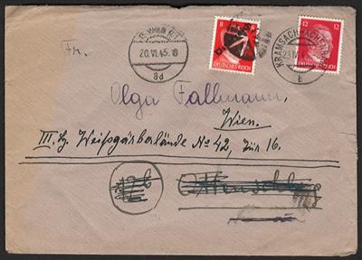 Poststück - Kuvert aus KRAMSACH - ACHENRAIN vom 23.4. 1945 nach Ottenschlag und weiter nach Wien, - Stamps and postcards