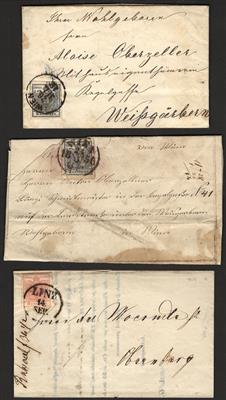 Poststück - Österr. 17 Belege 1850/66 in stärker unterschiedl. Erh., - Briefmarken und Ansichtskarten