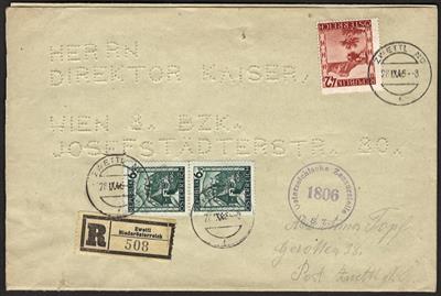Poststück - Österr. Einschreibebrief aus Zwettl mit Braile/ Blindenlochung, - Briefmarken und Ansichtskarten