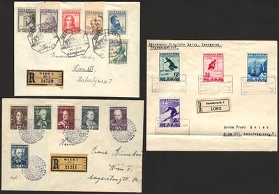 Poststück - Österr. I. Rep. - baumeister - Heerrführer und FIS II je mit Sonderstempeln auf Rekosatzbrief, - Stamps and postcards