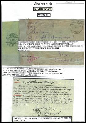 Poststück - Österr. - Partie Rohrpost - Briefmarken und Ansichtskarten