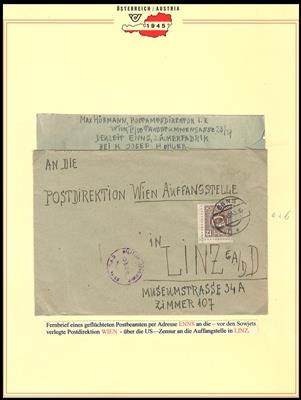 Poststück - Österreich 1945 - postal. Dokumentation - Briefmarken und Ansichtskarten