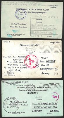 Poststück - Partie Belege aus US Kriegsgefangenenlagern während und nach dem II. WK, - Známky a pohlednice