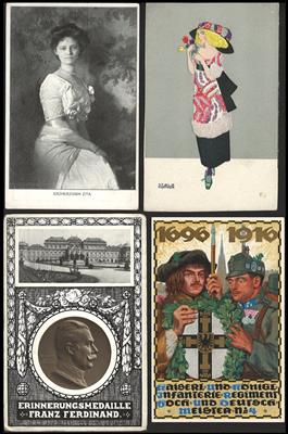 Poststück - Partie Motiv- und etwas AK Österr. mit Ausland, - Briefmarken und Ansichtskarten