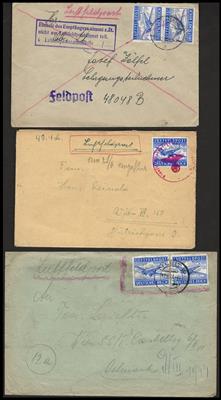 Poststück - Reichh. Partie D. Feldpost mit Luftpostfrankaturen, - Francobolli e cartoline