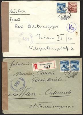 Poststück - Sehr reichh. Partie Belege Schweiz 1883/1959 mit einer Fülle an Varianten, - Stamps and postcards