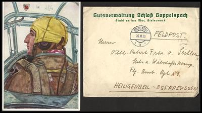 Poststück - Spezialsammlung D. Luftwaffe im II. WK mit Dokumenten, - Briefmarken und Ansichtskarten