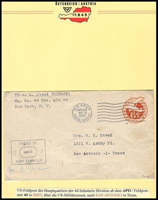 Poststück - Tirol 1945 - drei US-Feldpostbelege aus der kurzen Besatzungszeit, - Briefmarken und Ansichtskarten