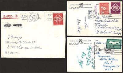 Poststück - UNO NY u. Genf ungewöhnliche Vielfalt von Bedarspost, - Briefmarken und Ansichtskarten