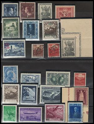 .gestempelt/**/* - Sammlung Liechtenstein ca. 1912/2000 incl. Dienst, - Briefmarken und Ansichtskarten