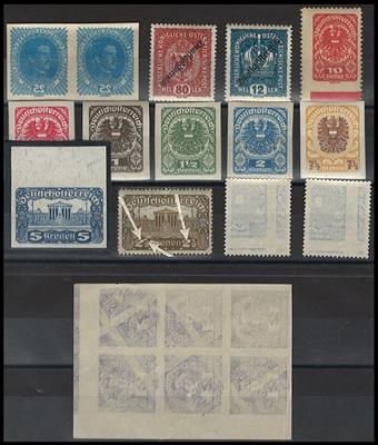 **/*/gestempelt - Sammlung I. Rep. "Deutschösterreich" mit etwas Druckzufälligkeiten u. Plattenf., - Briefmarken und Ansichtskarten