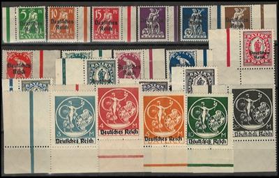 ** - D.Reich Nr. 119/138 I - Rand- bzw. Eckrandstücke, - Briefmarken und Ansichtskarten