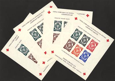 (*) - Deutschland 1945 Lagerpost Dachau - Allach Rotkreuzblock unzezähnt d. Poln. Komitet - 50 Blöcke (postfr.), - Briefmarken und Ansichtskarten