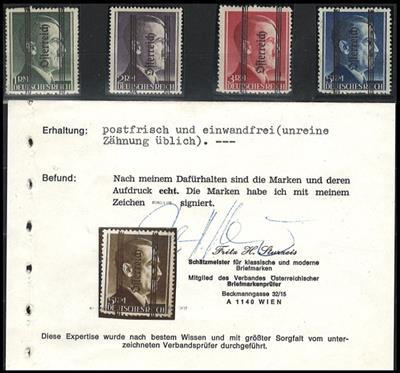 ** - Österr. 1945 - Grazer (die Markwerte mager mit Fotoattest Sturzeis), - Briefmarken und Ansichtskarten