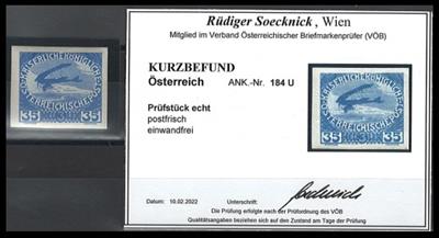 ** - Österr. Nr. 184U mit aktuellem Kurzbefund Soecknick"postfrisch. echt und einwandfrei", - Francobolli