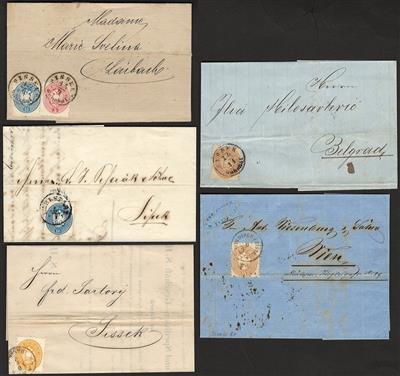 .Poststück/Briefstück/gestempelt - Partie meist Österr. Ausg. 1863/64, - Známky