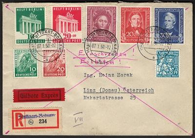 Poststück - BRD - 1949/51 - 10 echt gelaufene meist Reko- bzw. Express- Briefe, - Stamps