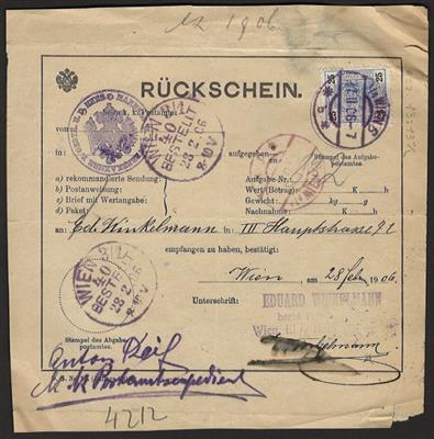 Poststück - Österr. 1906 - 6 Rückscheine - Známky