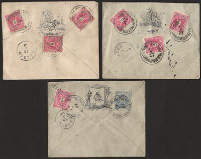 Poststück - Österr. Ausg. 1883 - 3 Reco-Zierbriefe - Známky