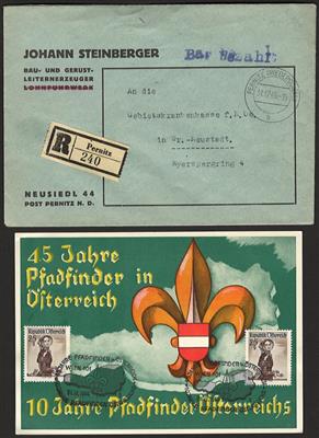 Poststück - Partie Poststücke Österr. ab 1945 u.a. mit Rekopost, - Briefmarken und Ansichtskarten