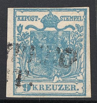 .gestempelt - Österr. Nr. 5 H I mit Plattenfehler "Stahlhelm" im Endstadium, - Briefmarken und Ansichtskarten