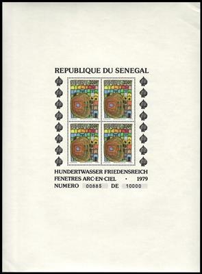 ** - Hundertwasser Blöcke: Kap Verde Bl. Nr. 7/9 und Senegal Bl. Nr. 34/36, - Briefmarken und Ansichtskarten