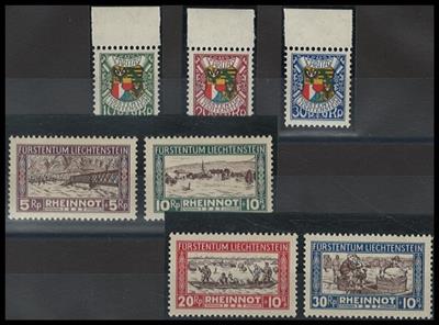 ** - Liechtenstein Nr. 75/77 Oberrandstücke, - Briefmarken und Ansichtskarten