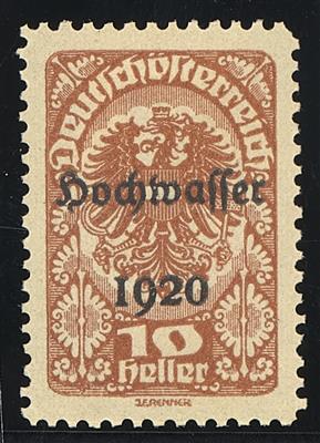 (*) - Österr. 1921 - 10 Heller Hochwasserserie Farbprobe in BHellbraun auf gelblichem Papier (ANK Nr. 341P), - Stamps