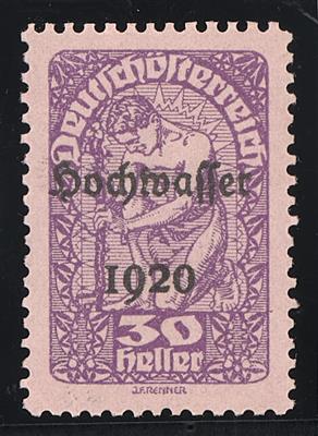 (*) - Österr. 1921 - 30 Heller Hochwasserserie Farbprobe in Lila auf rosa Papier, - Stamps