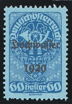 (*) - Österr. 1921 - 60 Heller Hochwasserserie Farbprobe in Blau auf bläulichem Papier (ANK Nr. 348P), - Známky