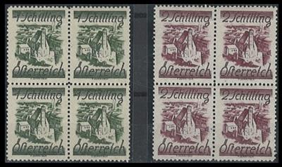 ** - Österr. Ziffern-Serie kpl. im postfr. PrachtViererbl., - Stamps