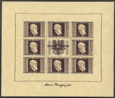 ** - Sammlung Österr. 1945/2001 u.a. mit Gitter (Markwerte mit Prüfungsattest Sturzeis), - Stamps