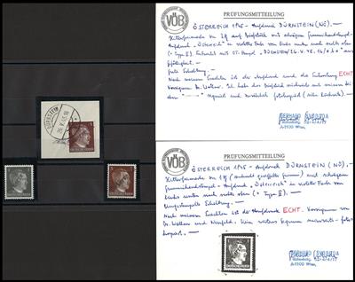 Briefstück - Österr. 1945 - Lokalausgabe Dürnstein - 3 Pfg. Type II auf Briefstück mit undatierter Prüfungsmitteilung Svoboda, - Briefmarken und Ansichtskarten