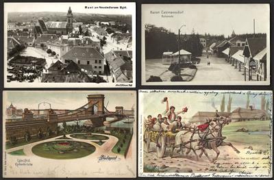Poststück - Ansichtskarten Ungarn incl. Burgenland u. Polen (ca. 130), - Známky