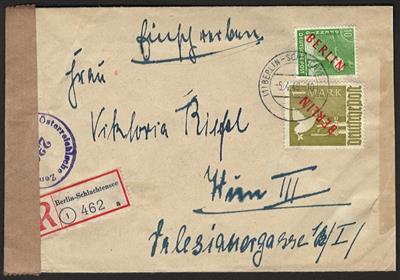 Poststück - Berlin rot 1 RM + 10 Pfg. auf Einschreibbrief ab Berlin-Schlachtensee über die Zensur nach Wien, - Briefmarken und Ansichtskarten