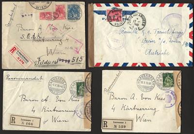 Poststück/Briefstück - Partie Poststücke Österr. u. div. Ausland, - Briefmarken und Ansichtskarten