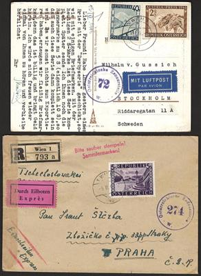 Poststück/Briefstück - Reichh. partie Poststücke Österr. II. Rep. mit Flug- Auslands- und Rekopost, - Stamps