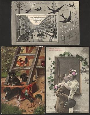 Poststück - Gewichtiges Ansichtskartenalbum mit Romantik etc., - Známky