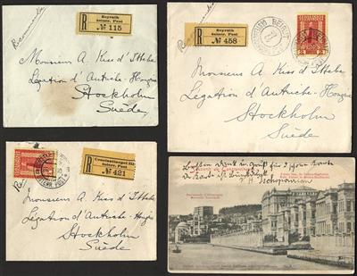 Poststück - Kl. Partie Poststücke Österr. Levante u.a. mit Rekopost Beyruth (3), - Stamps