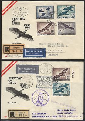 Poststück - Kl. Partie Reko - FDCs und Ersttagsbrief der Ausg. Flug 1950/53 nach Neuseeland (2) Dänemark, - Francobolli