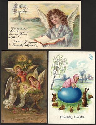 Poststück - Motivkarten Ostern - Weihnachten/Neujahr - (ca. 100), - Stamps
