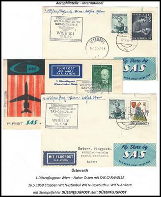 Poststück - Österr. 1959 - 1. Düsenflugpost - Známky