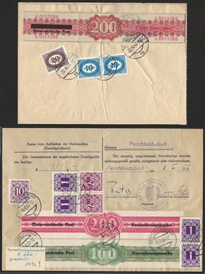 Poststück - Österr. II. Rep. - Partie Portobelege ab ca. 1950ern mit vielen interess. Stücken, - Briefmarken und Ansichtskarten