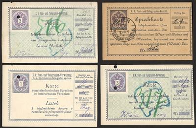 Poststück - Österr. Monarchie - Kl. Partie Telephon - Sprechkarten u.a. mit 1 Stück aus WIENER NEUSTADT, - Briefmarken und Ansichtskarten