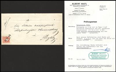 Poststück - Österr. Nr. 13 II auf Faltbriefhülle vom 2. November 1858, - Známky