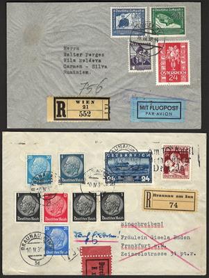 Poststück - Ostmrak - Partie Poststücke 1938 mit Mischfrankaturen D/Ö u.a. mit Rekoflugpost nach Rumänien, - Známky