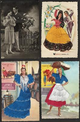 Poststück - Partie AK "Frauen" mit Schallplattenkarte - Applikationskarten, - Stamps