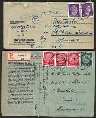 Poststück - Partie KZ Belege aus Buchenwald nach Grünau bei St. Pölten, - Známky
