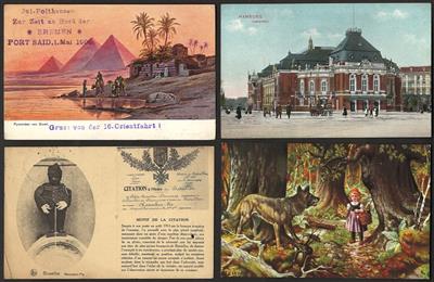 Poststück - Partie Motiv- und Ansichtskarten Österr. u. div. Ausalnd u.a. mit Ägypten - Deutschland USA etc., - Stamps